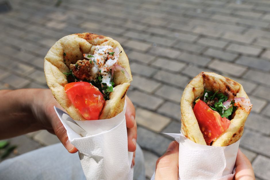 Greek street food gyros souvlaki Mount Olympus region