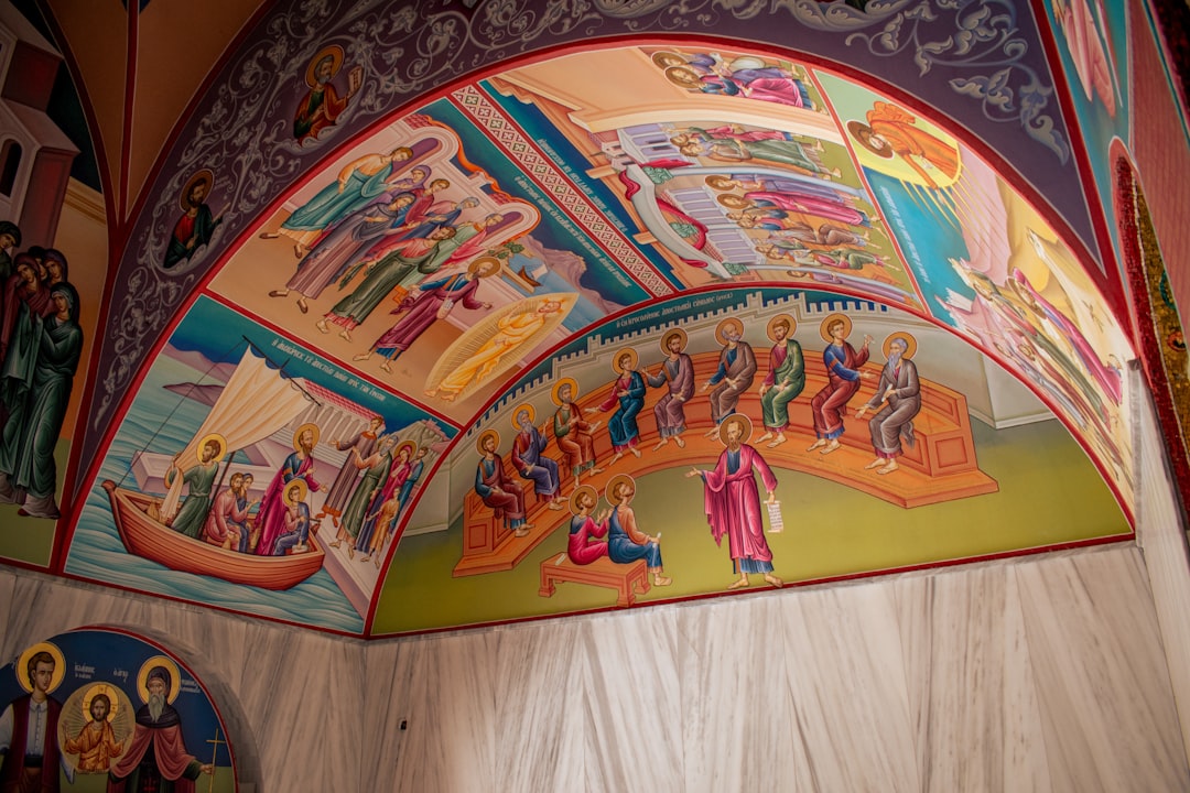 Thracian Tomb of Kazanlak interior frescoes banquet scene dim lighting